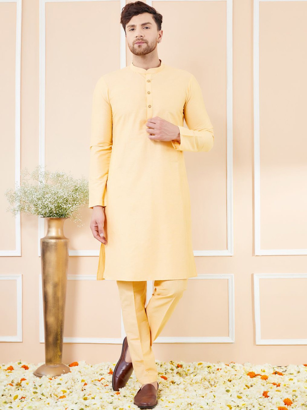 

See Designs Straight Pure Cotton Kurta with Pyjamas, Beige