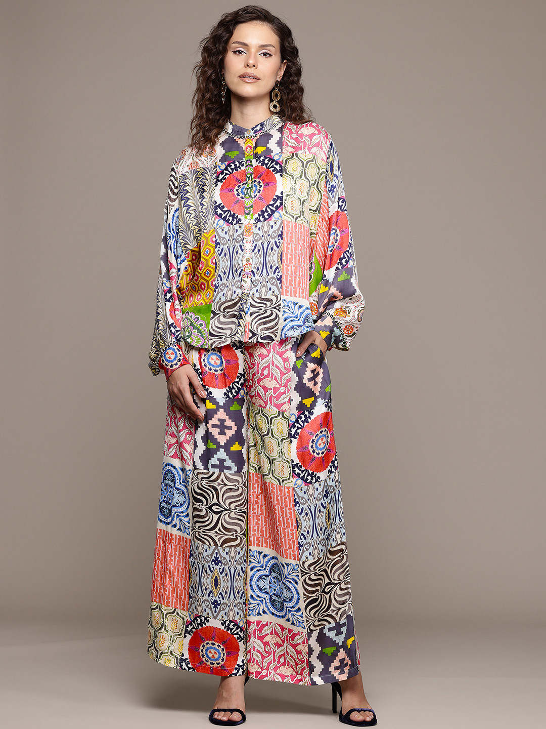 

Label Ritu Kumar Printed Top With Palazzos, Multi