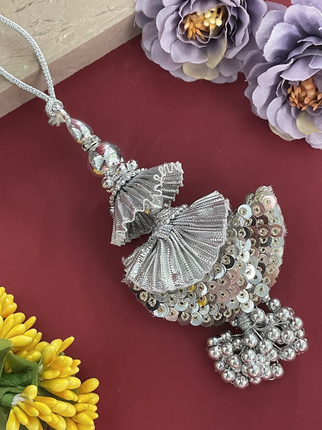 

Digital Dress Room Sequinned Lumba Rakhi, Silver