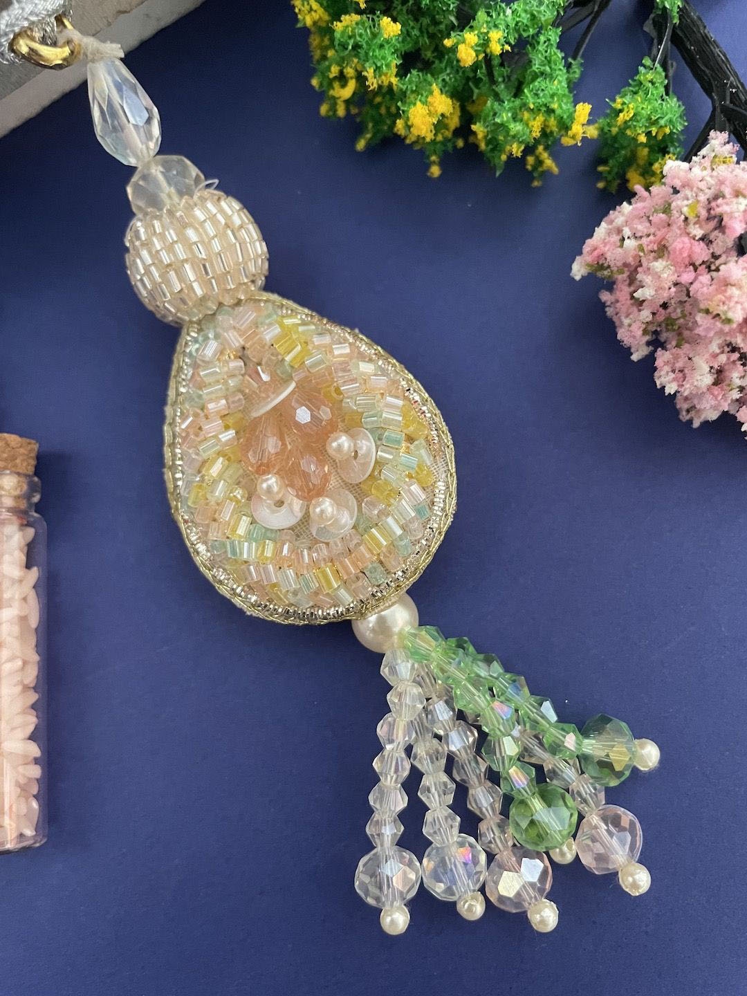 

Digital Dress Room Tassel Beaded Thread Latkan Lumba Rakhi, Yellow
