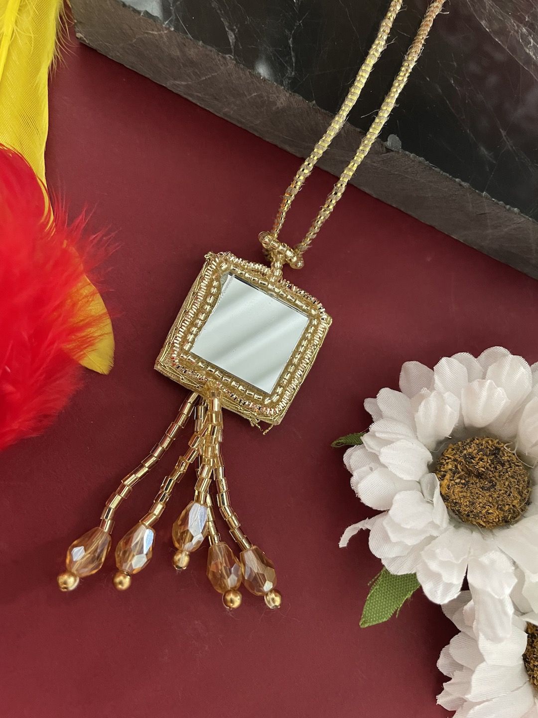 

Digital Dress Room Tassel Mirror Thread Latkan Lumba Rakhi, Gold