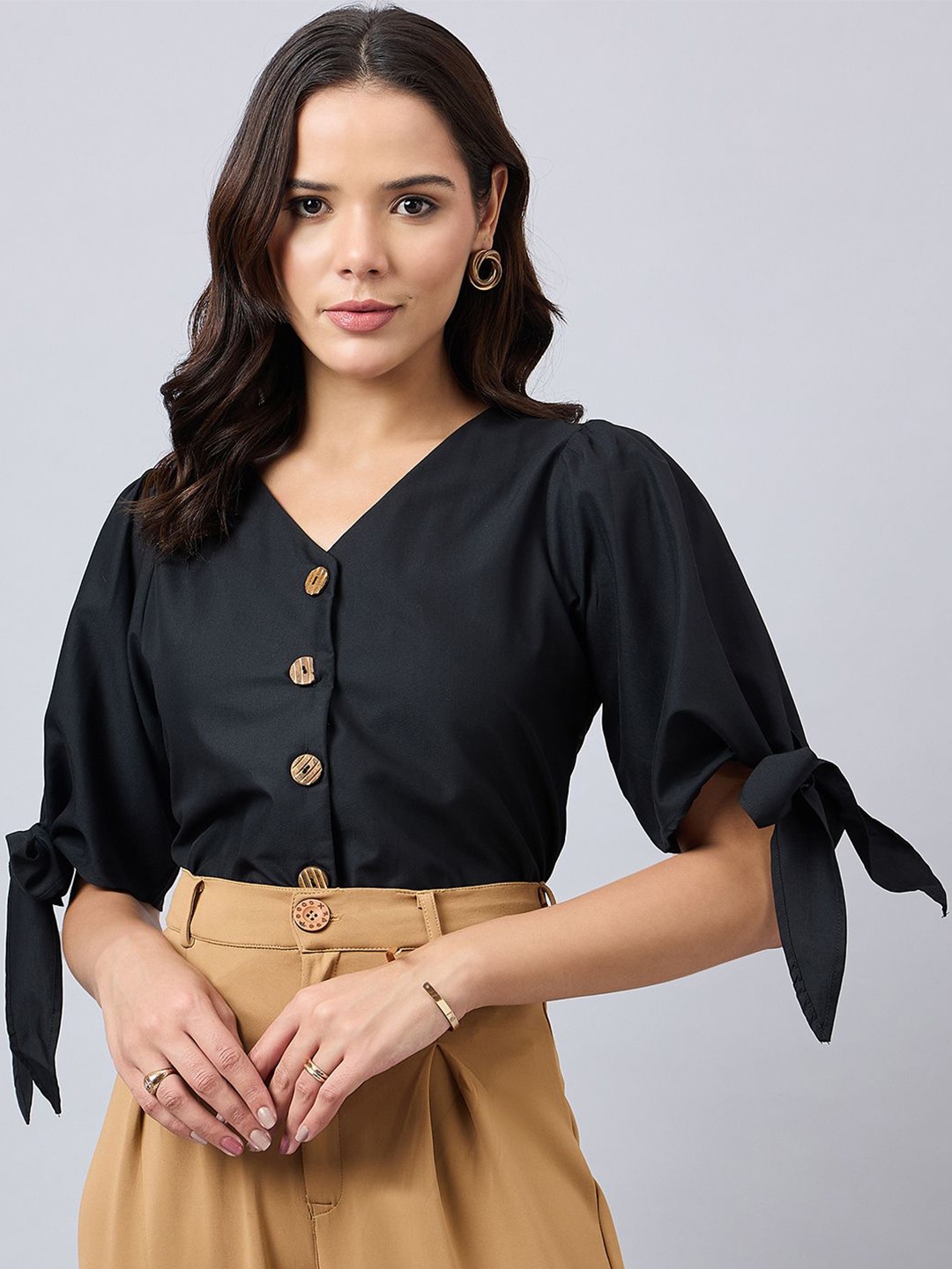 

Style Quotient Women Smart Opaque Formal Shirt, Black