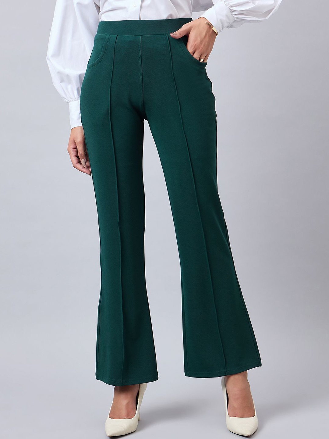 

Style Quotient Women Smart Flared Bootcut Trousers, Teal