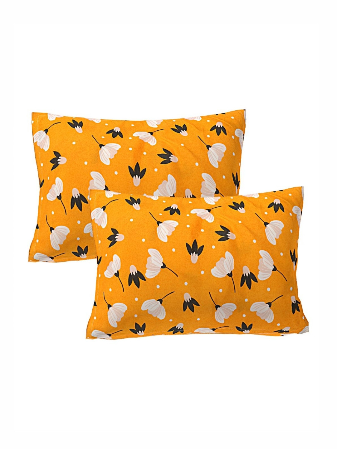 

INDHOME LIFE Brown & Yellow Floral 210 TC Cotton Fitted King Bedsheet with 2 Pillow Covers