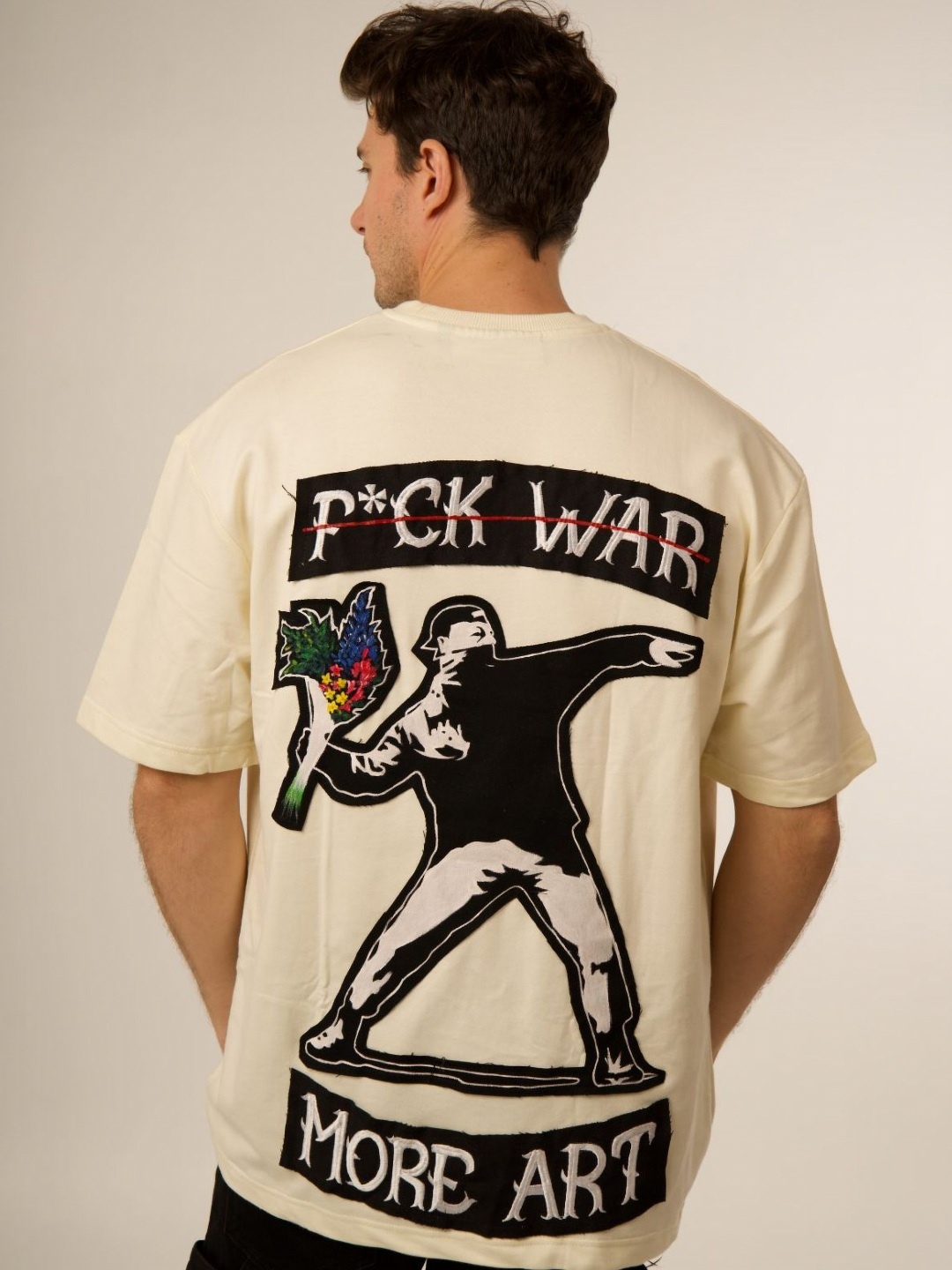 

VALKYRE Unisex Printed Raw Edge T-shirt, Off white