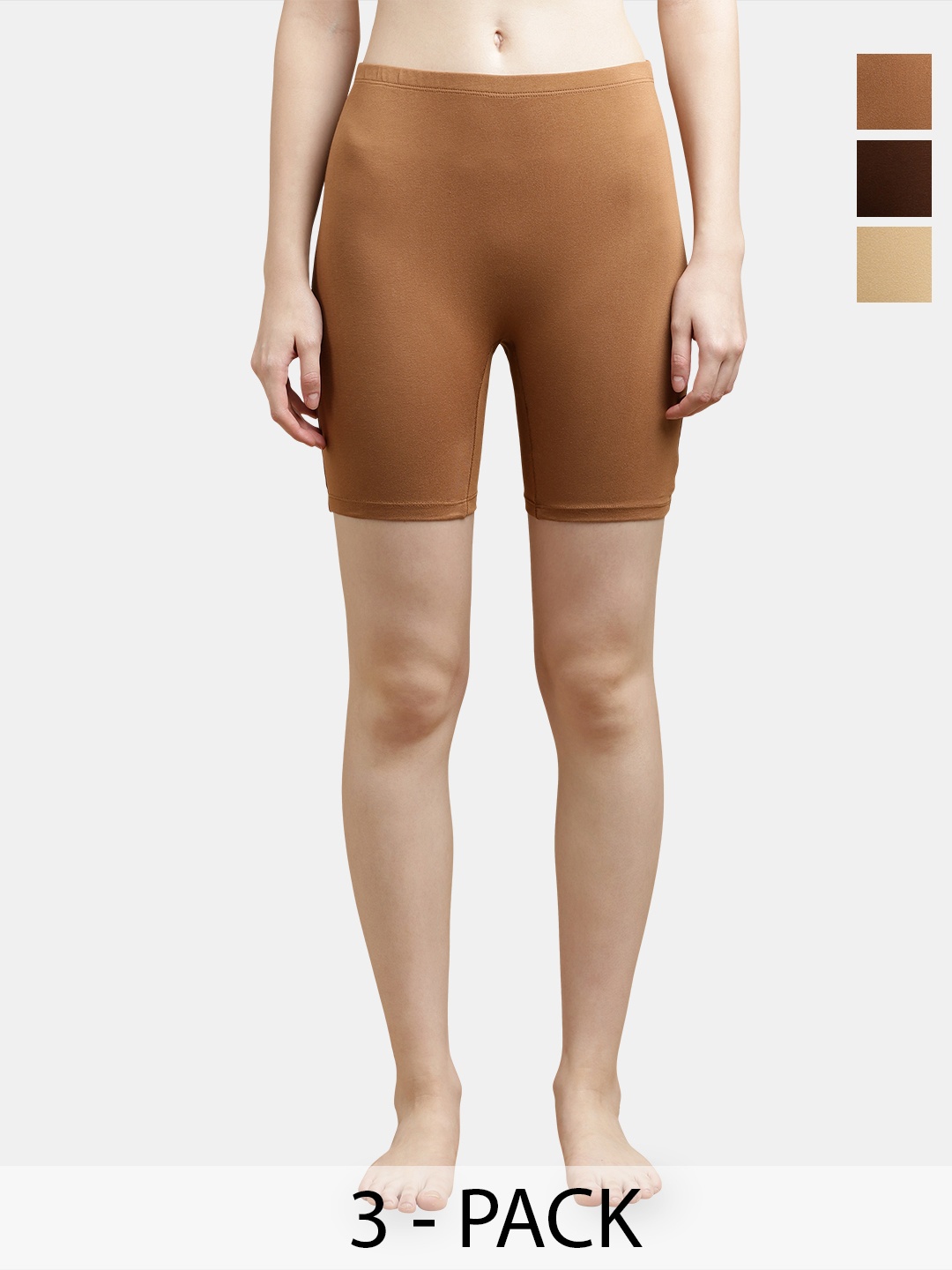 

mackly Pack Of 3 Mid Rise Inner Shorts Brief- SB1-25-24-23, Peach