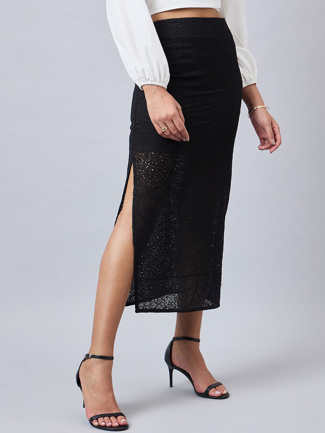 

Style Quotient Straight Side Slit Midi Skirt, Black