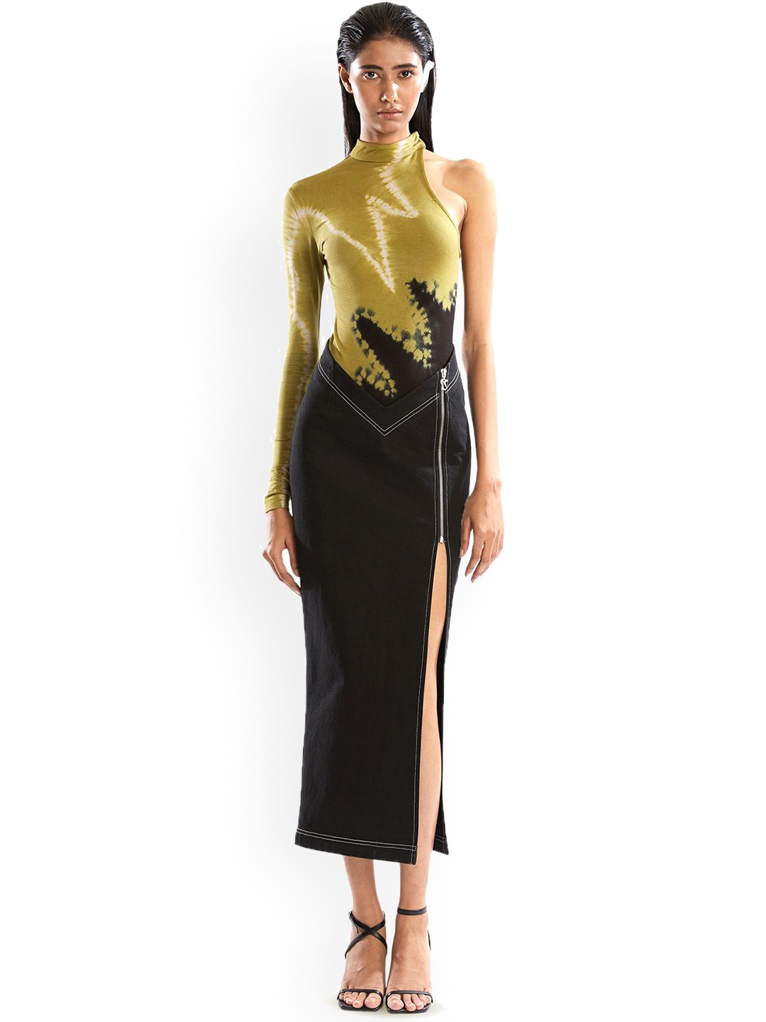 

BLONI Printed Bodycon Dress, Black