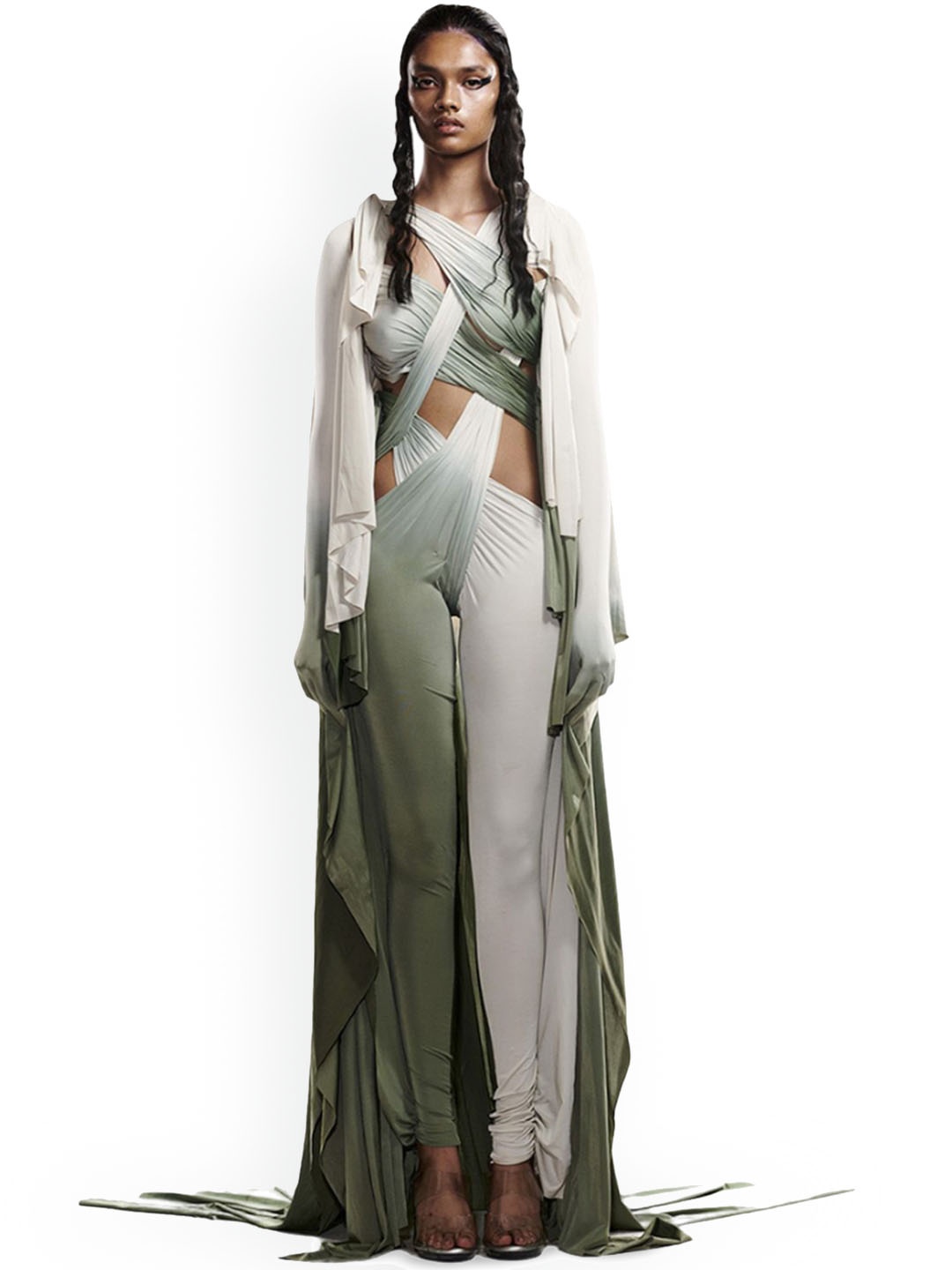 

BLONI Draped Tie & Dye Basic Jumpsuit, Green