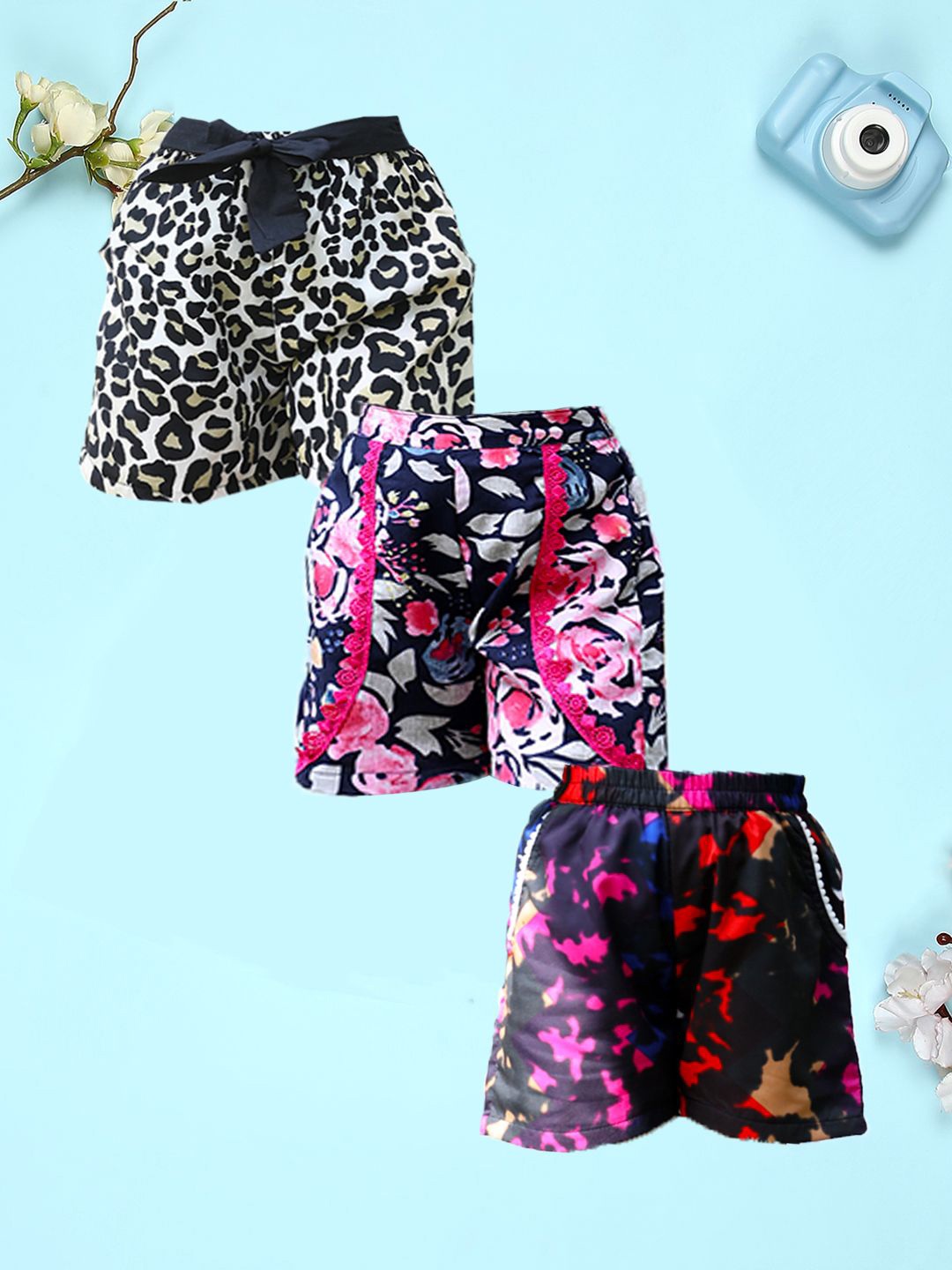 

Cutiekins Girls Floral Printed High-Rise Shorts, Multi