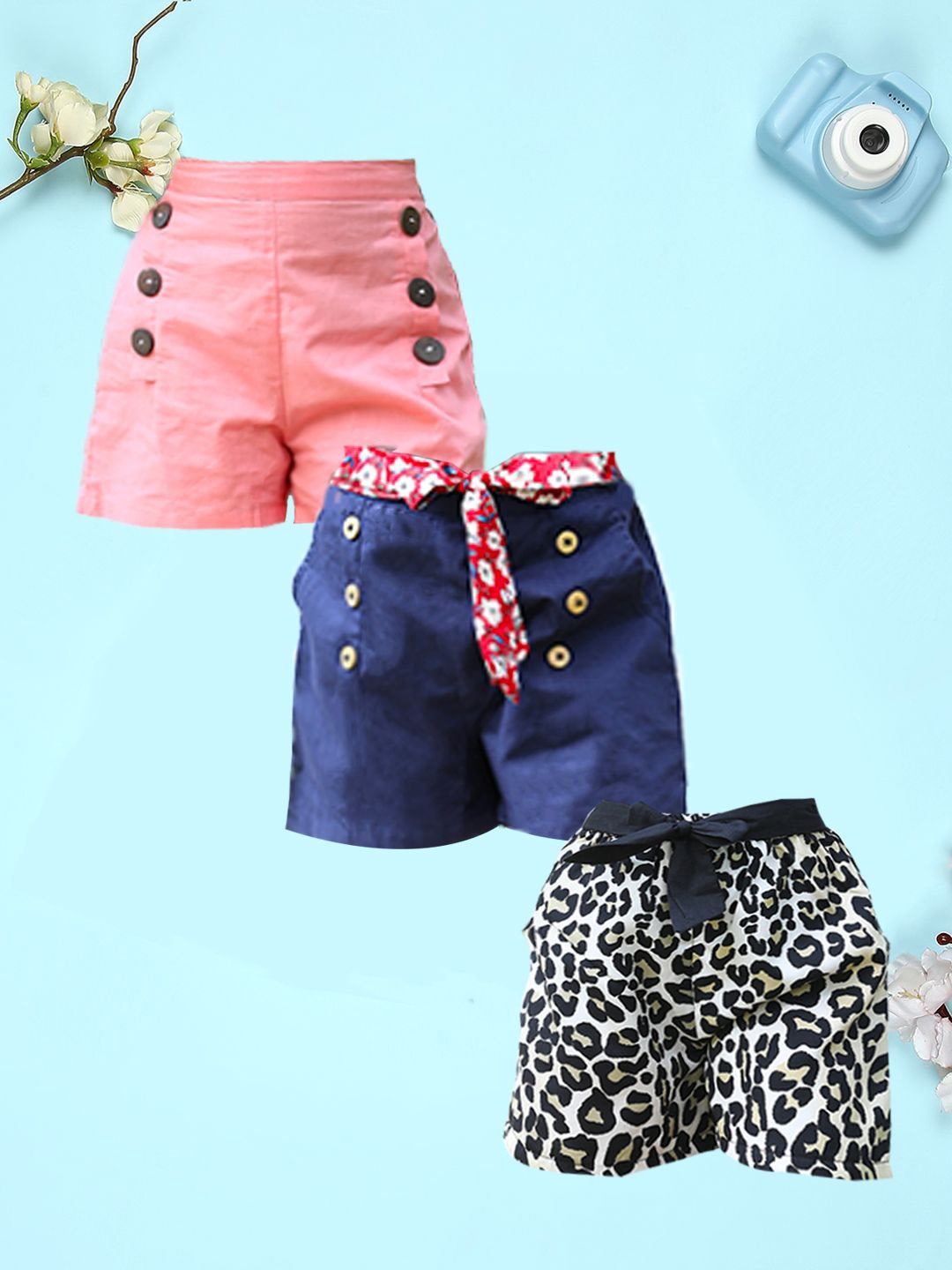 

Cutiekins Girls Floral Printed High-Rise Shorts, Pink