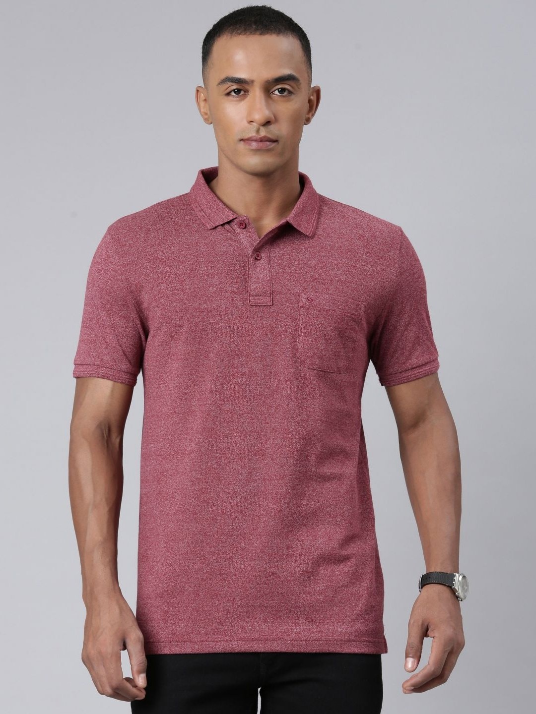 

Classic Polo Men Solid Polo Collar Slim Fit T-shirt, Burgundy