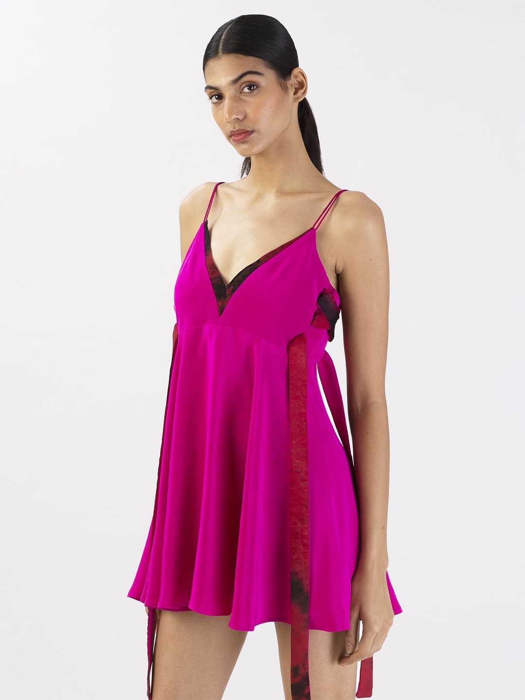 

28 MOONS Crepe Empire Mini Dress, Pink