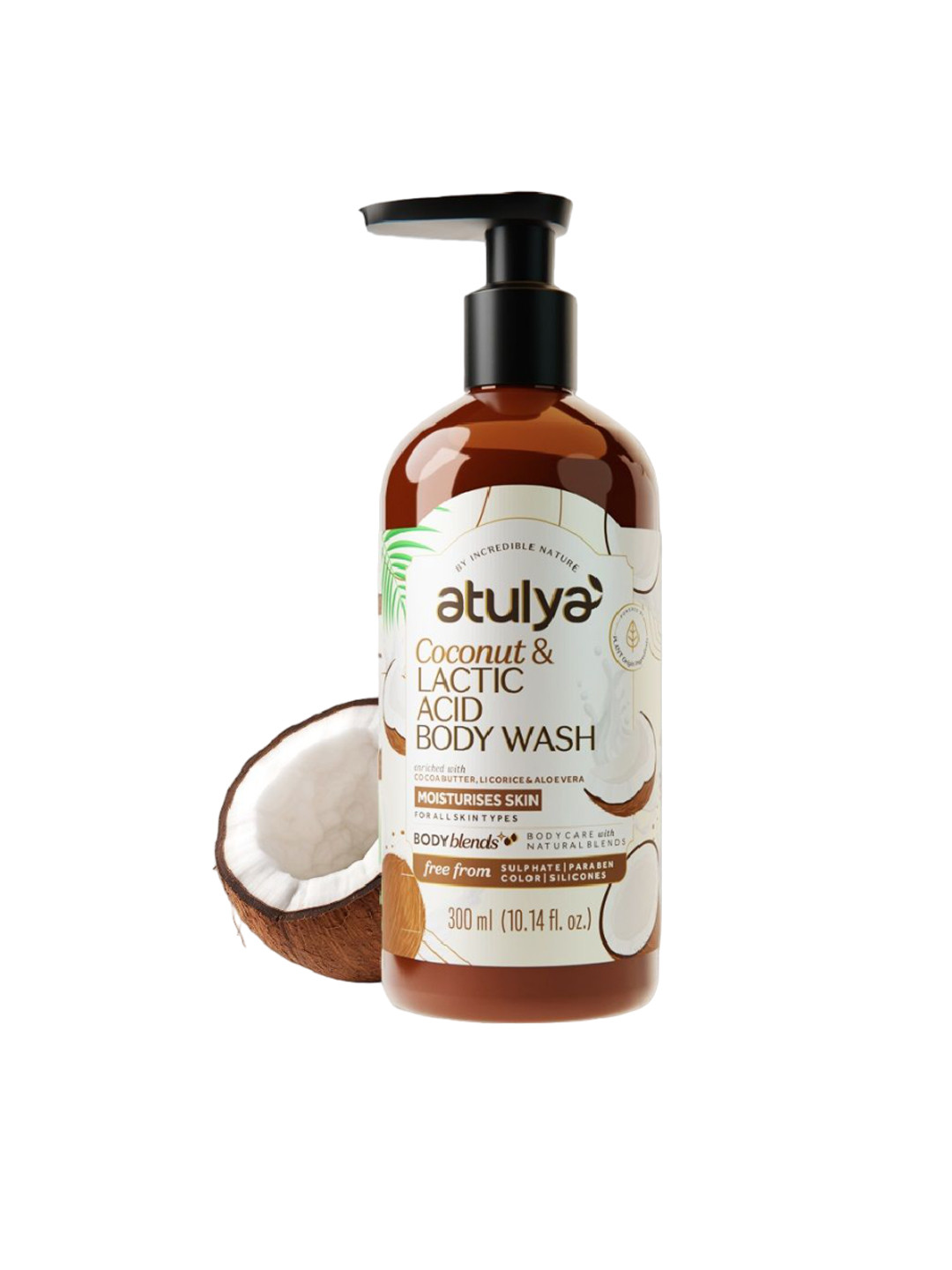 

Atulya Coconut & Lactic Acid SLS Free - Prevents Dryness Body Wash - 300ml, Brown