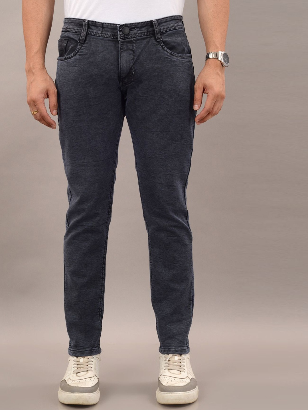 

VILLAIN Men Jean Slim Fit Stretchable Jeans, Grey