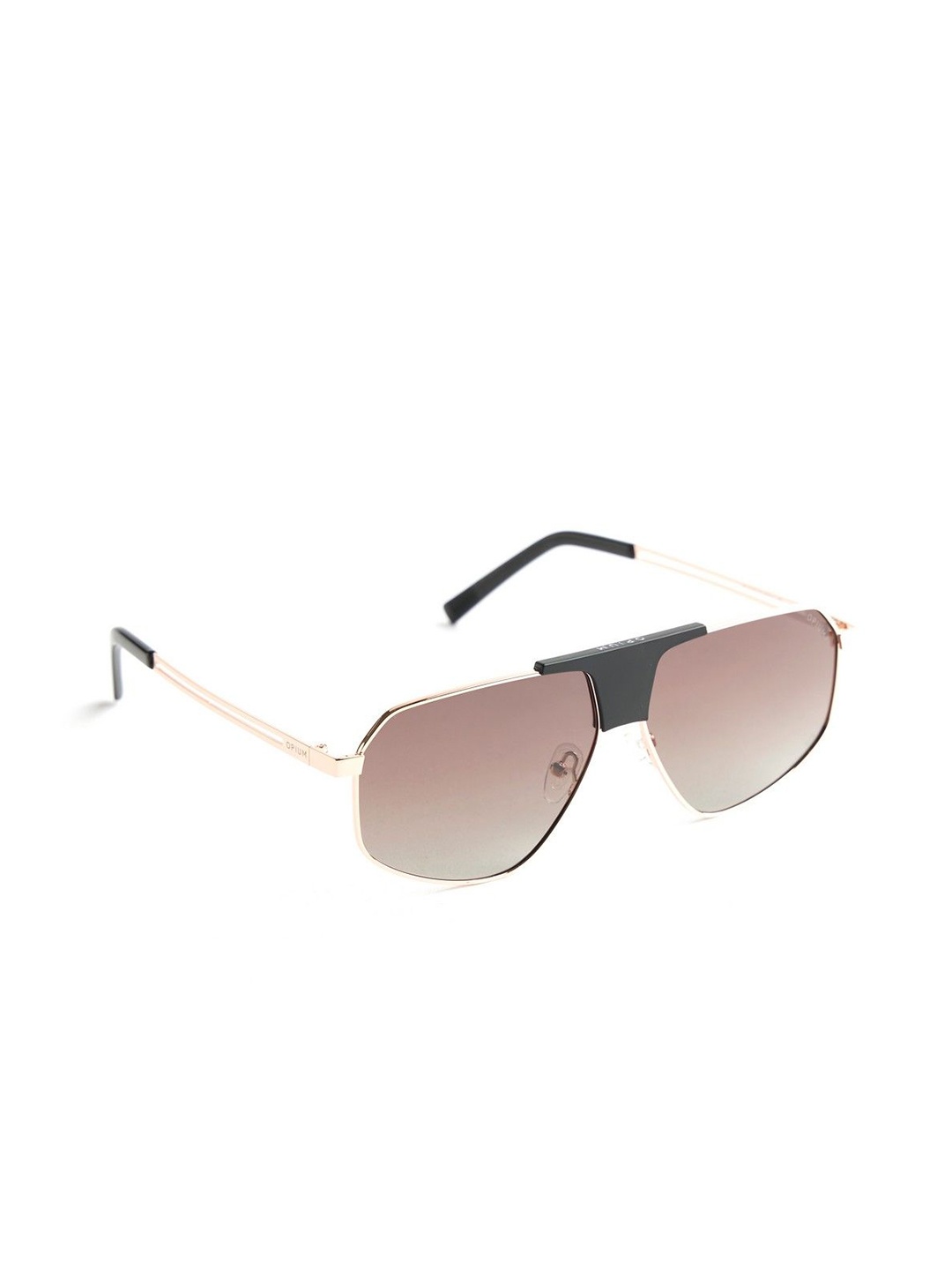

OPIUM Men Square Sunglasses with Polarised and UV Protected Lens OP-10131-C02-60-Gold, Brown