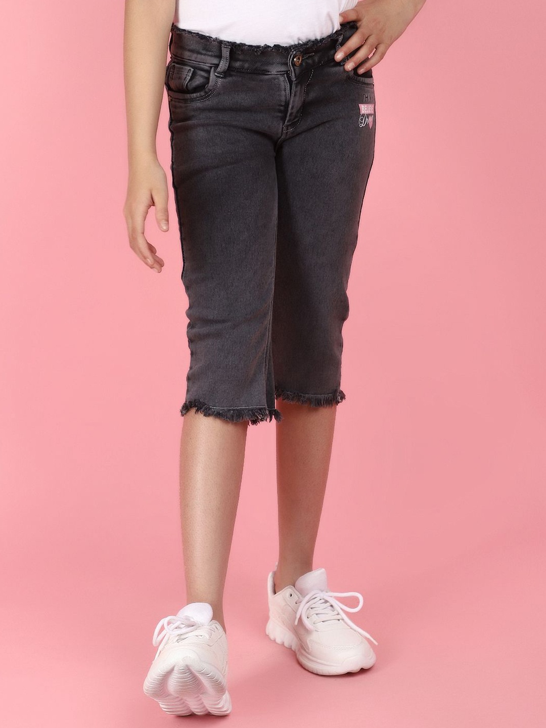 

V-Mart Girls Denim Capris, Grey