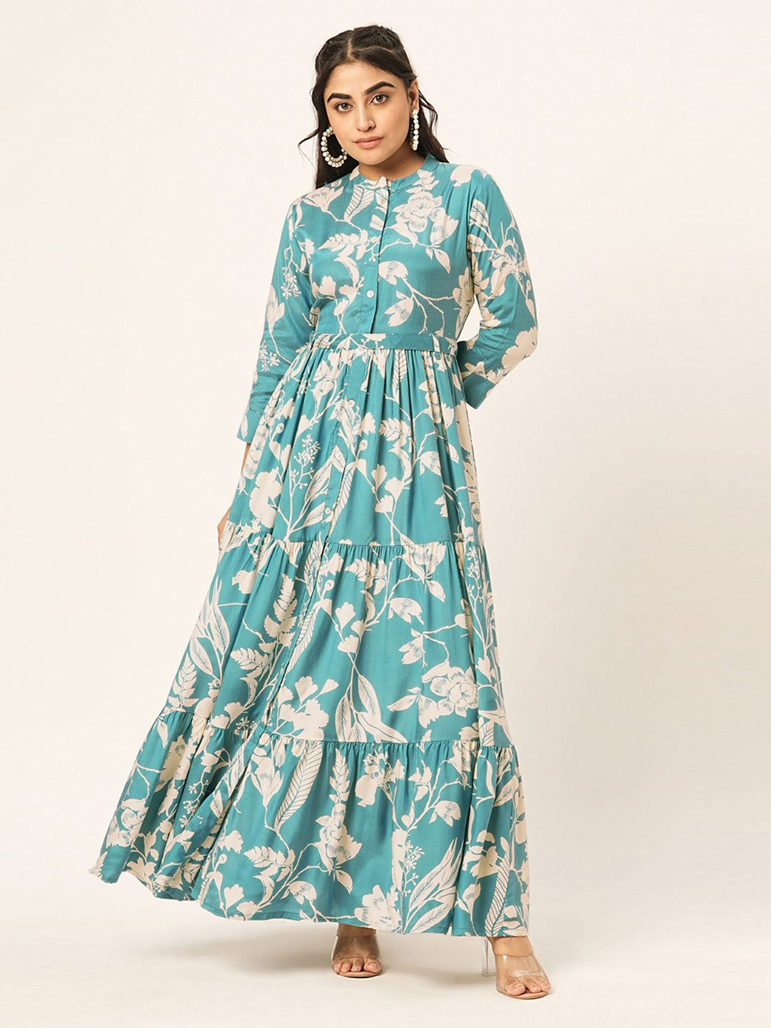 

ODETTE Floral Print Maxi Dress, Blue