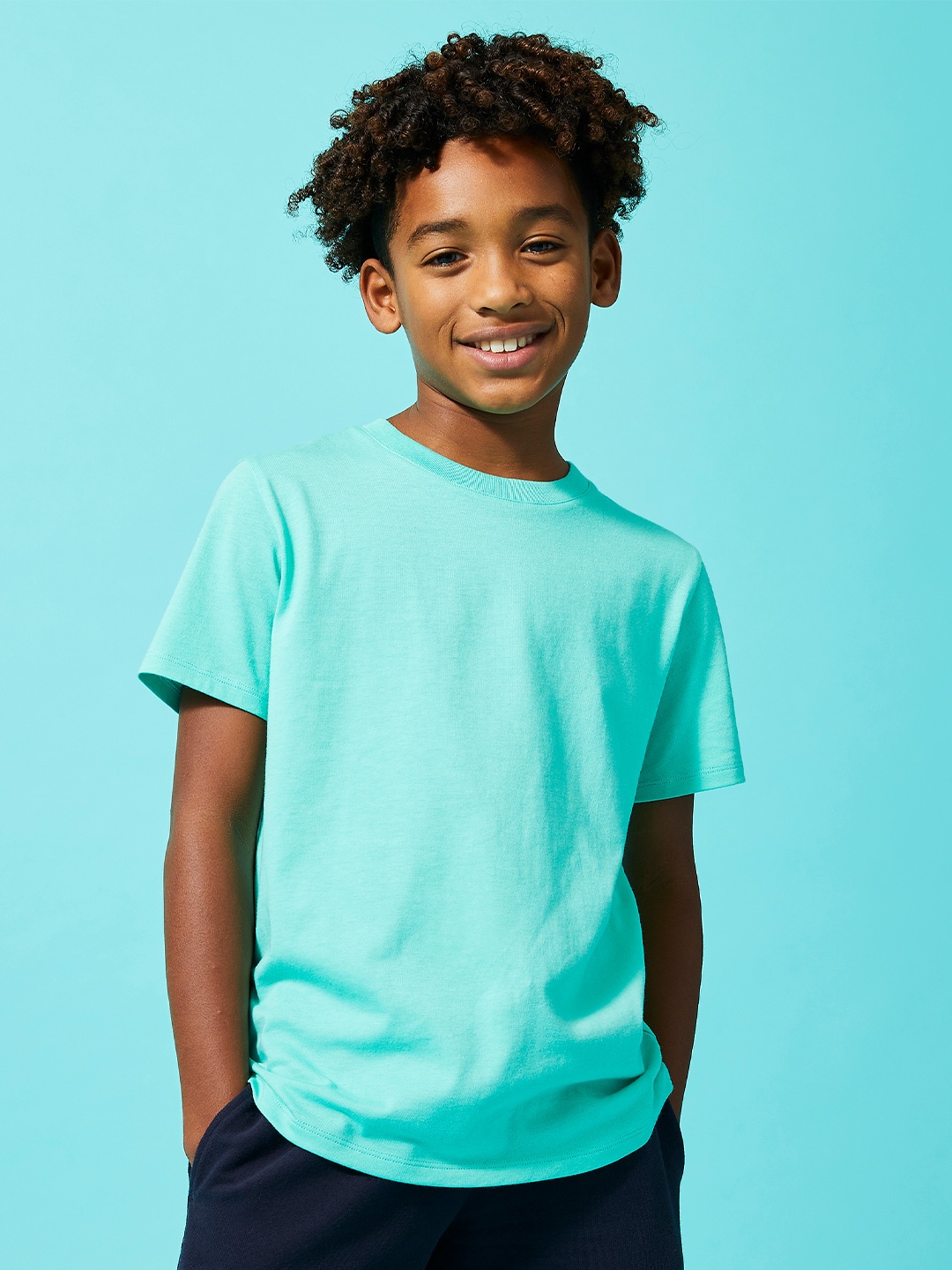 

Domyos By Decathlon Boys Pure Cotton Round Neck Tshirt, Green