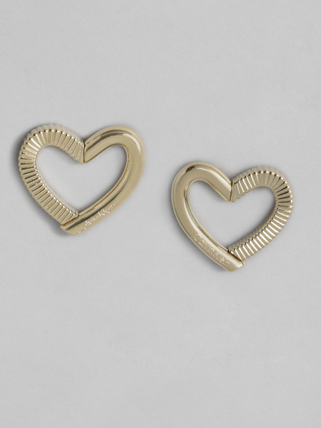 Calvin Klein Minimalistic Heart Shaped Studs Earrings, Gold