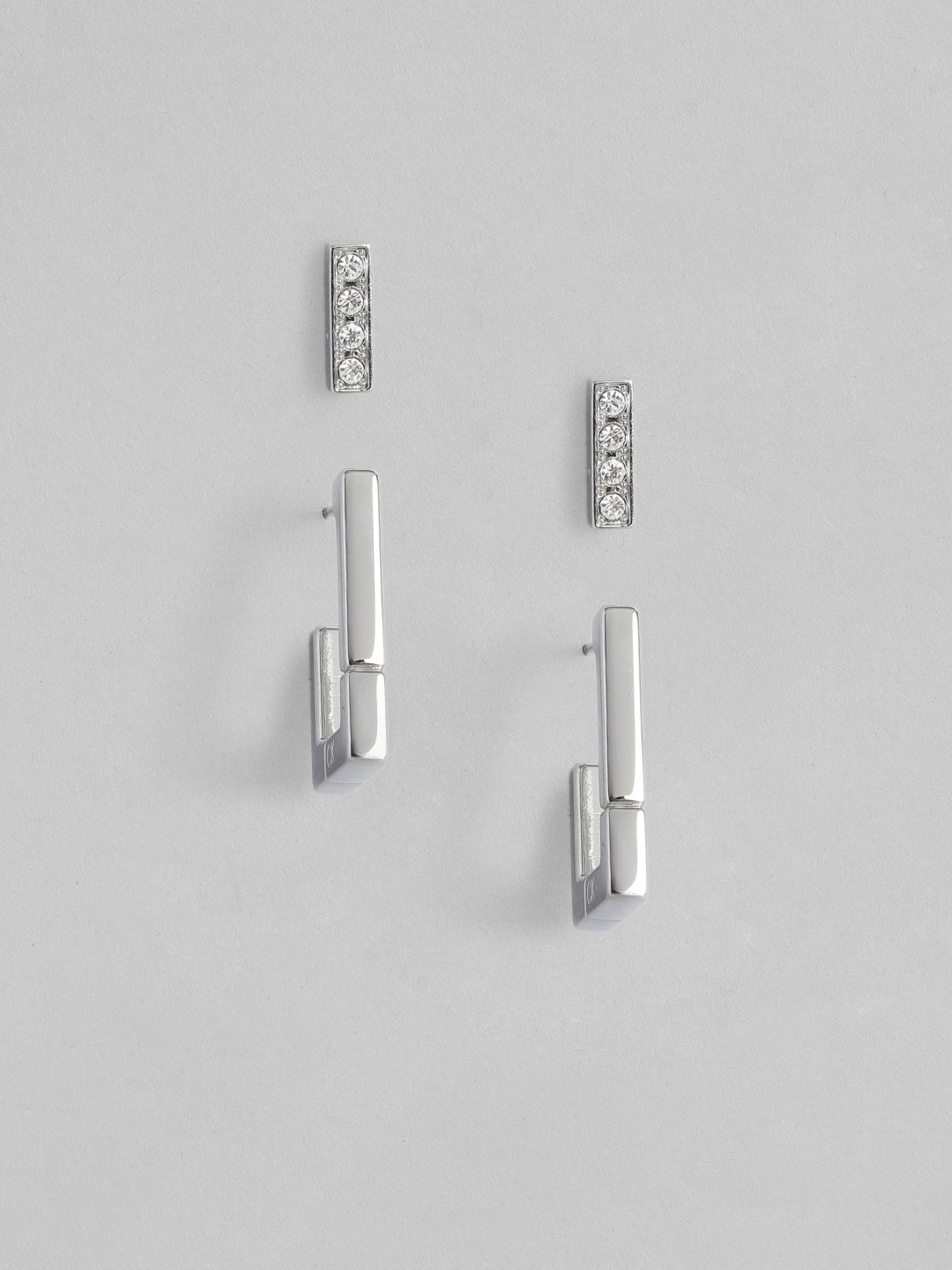 

Calvin Klein Set of 2 Classic Stainless Steel & Crystal Stud Earrings, Silver