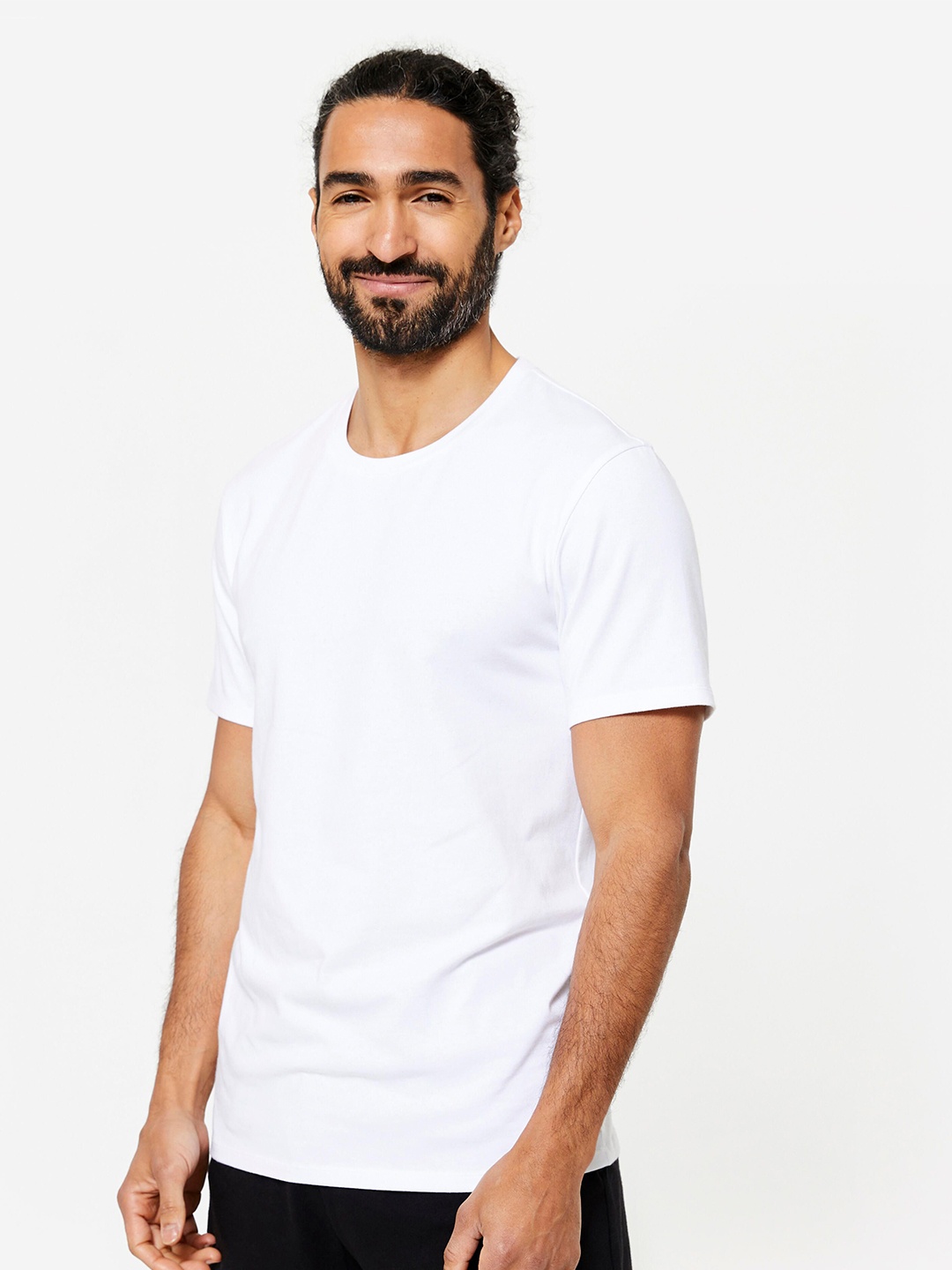 

Domyos By Decathlon Solid Round Neck Pure Cotton T-shirt, White