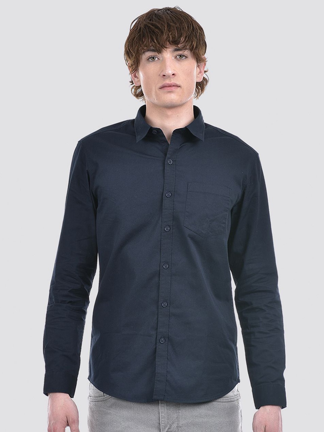 

Numero Uno Men Solid Slim Fit Cotton Casual Shirt, Navy blue