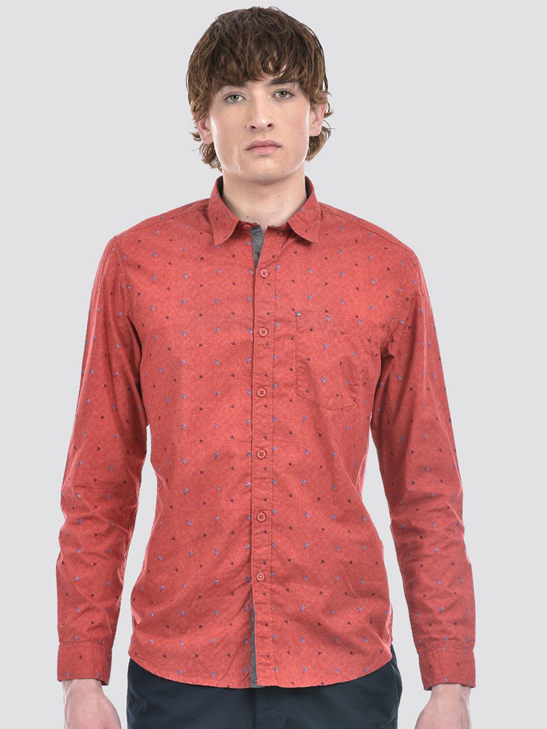 

Numero Uno Men Floral Printed Slim Fit Shirt, Red
