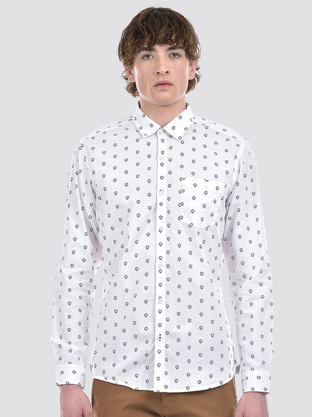 

Numero Uno Men Printed Slim Fit Casual Shirt, White