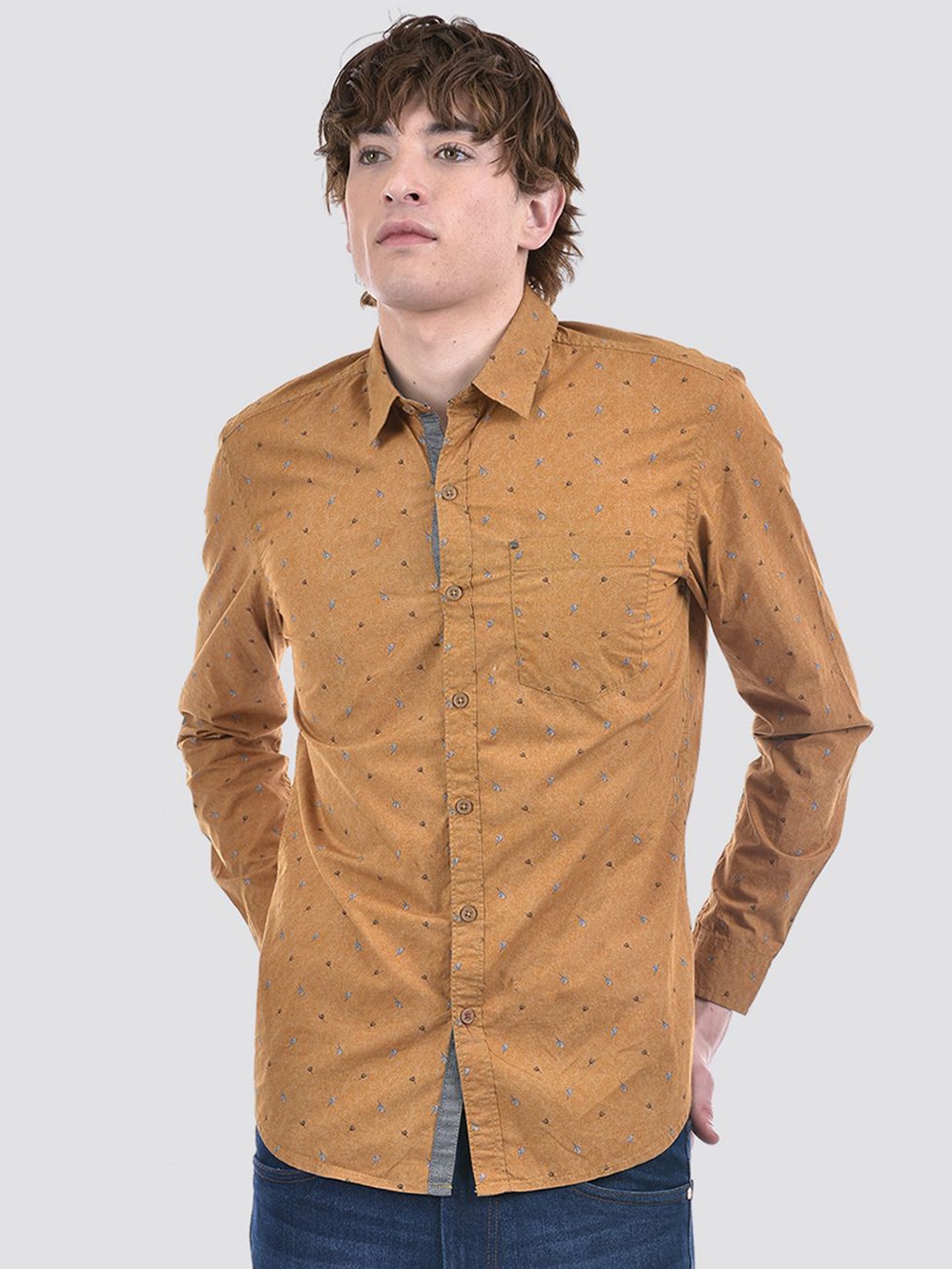 

Numero Uno Men Floral Printed Slim Fit Shirt, Yellow