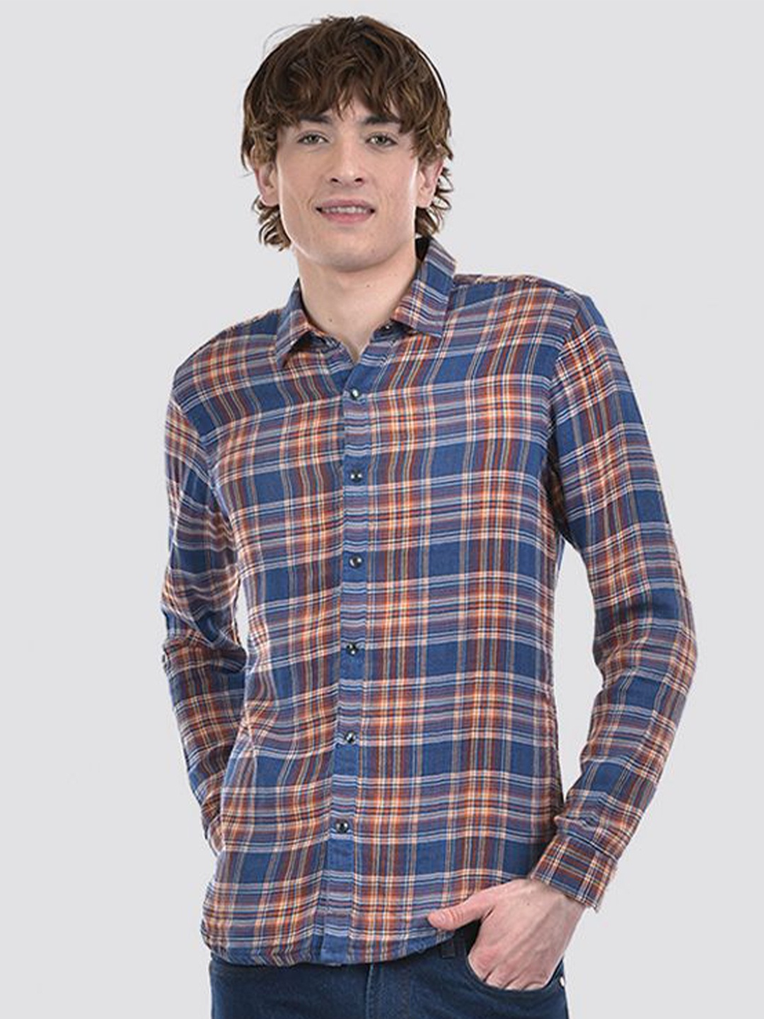 

Numero Uno Men Checkered Slim Fit Shirt 8905136364267, Blue