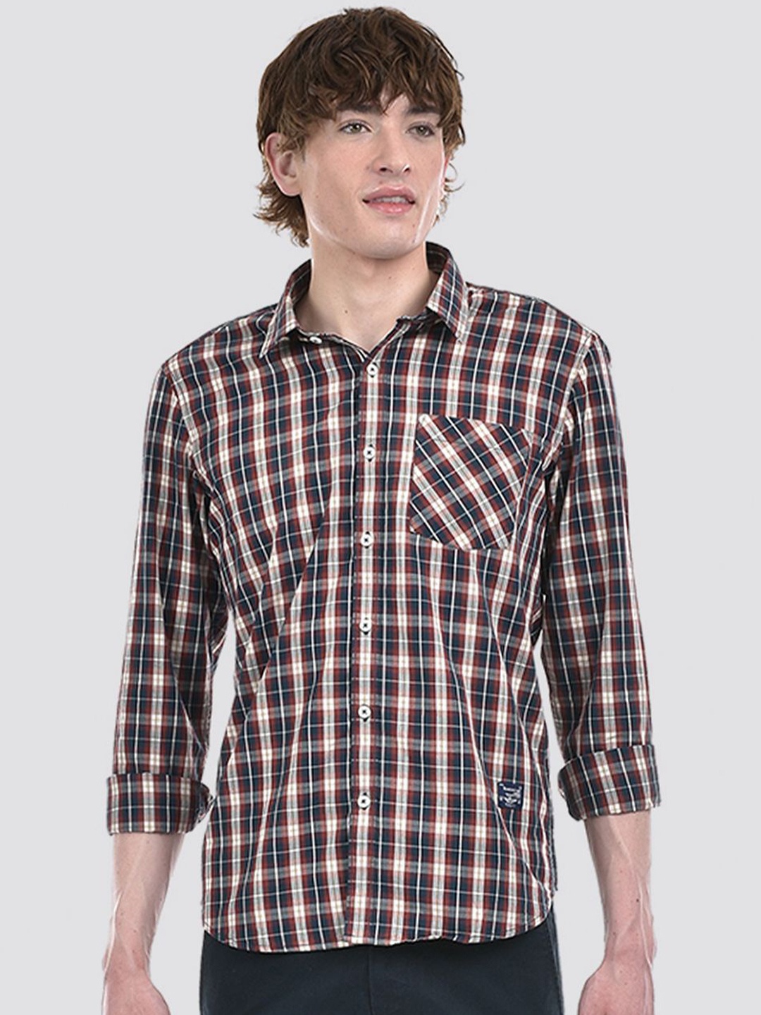 

Numero Uno Men Checkered Slim Fit Shirt, Blue