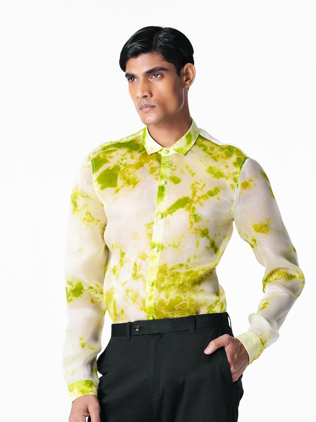

28 MOONS Men Relaxed Slim Fit Printed Opaque Casual Shirt, Green
