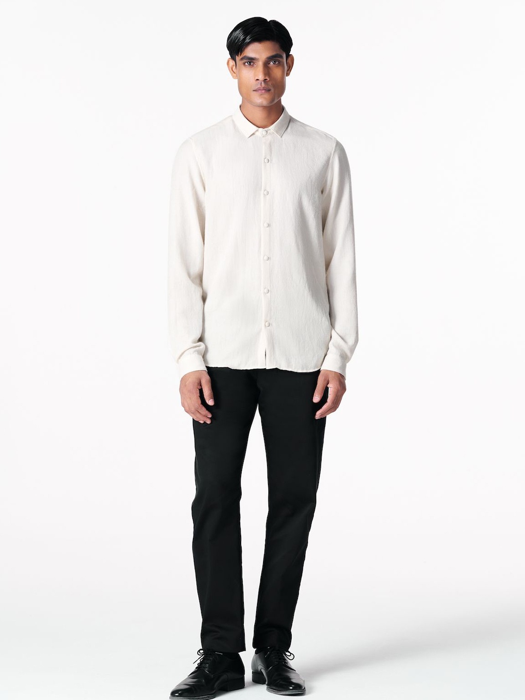 

28 MOONS Men Relaxed Long Sleeves Opaque Casual Shirt, White