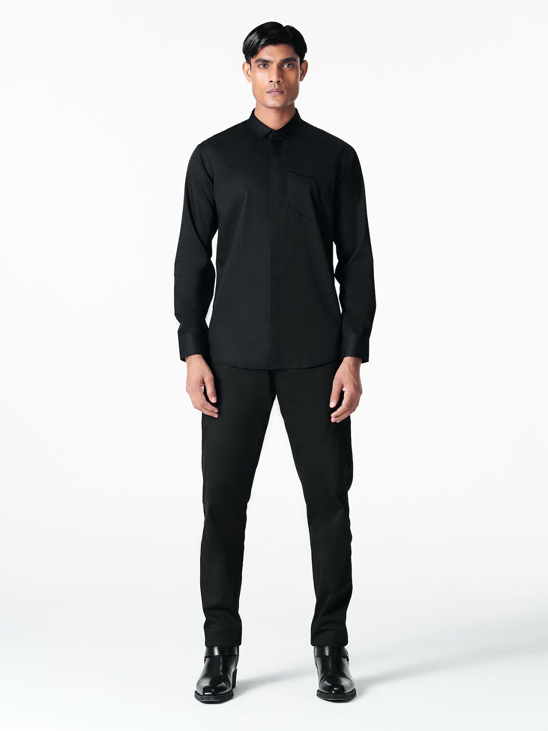 

28 MOONS Men Relaxed Casual Shirt, Black