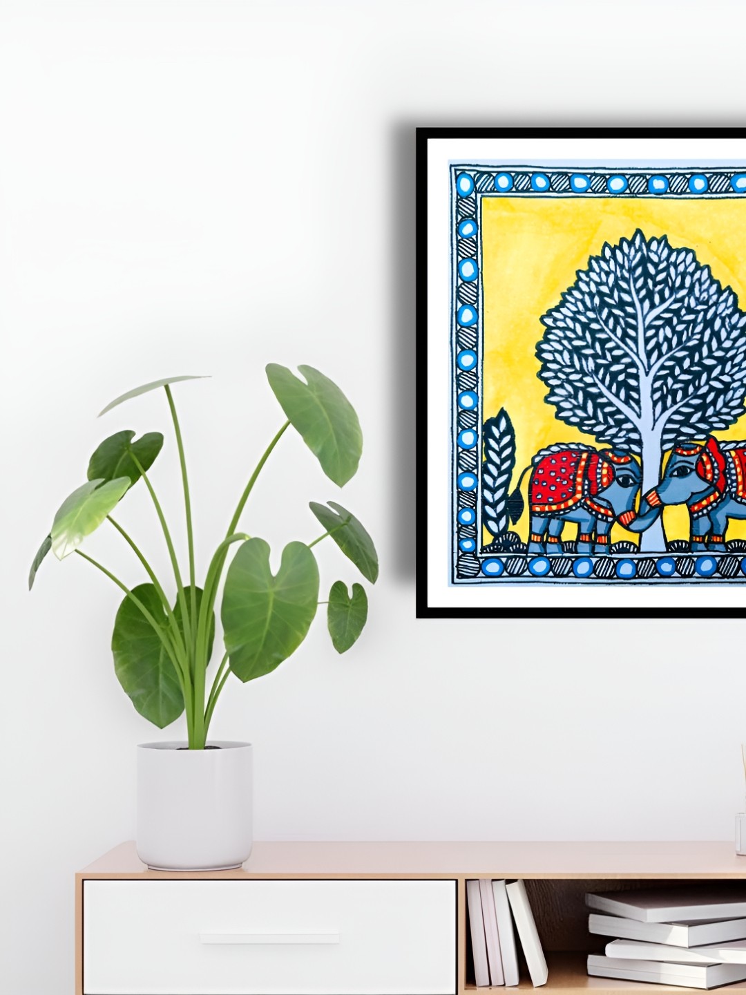 

ARTDARSHAN Yellow & Blue Animal Painting Wall Art