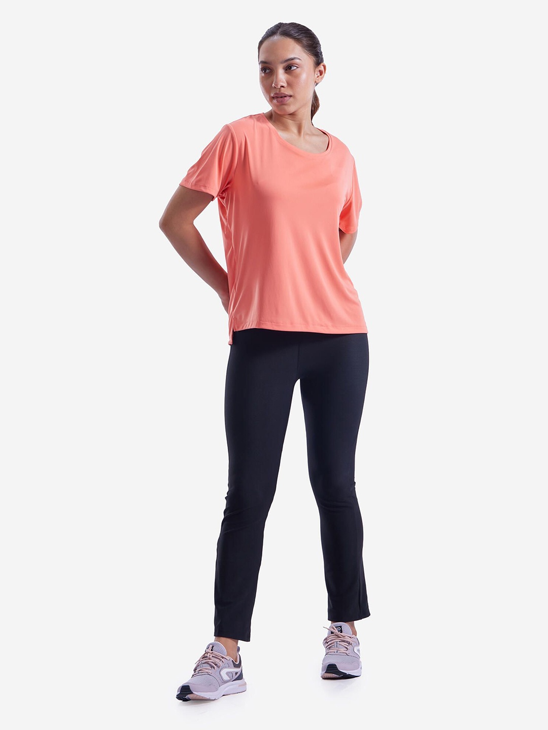

Domyos By Decathlon Solid Round Neck T-shirt, Coral