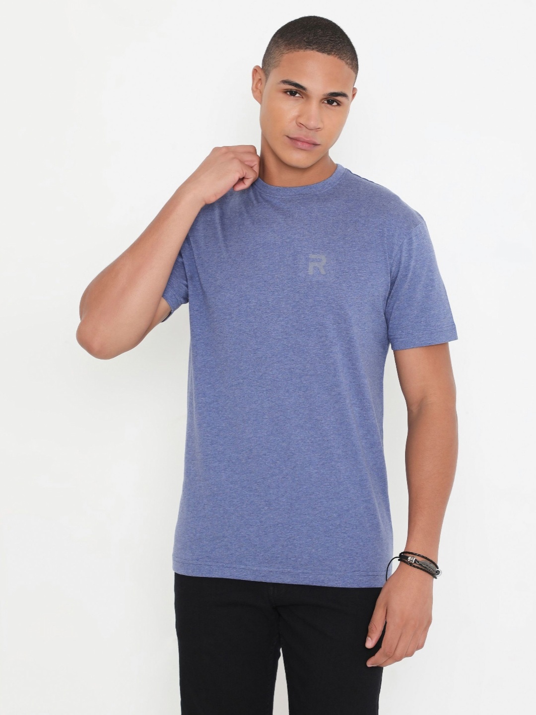 

Rivolta Men Solid Round Neck T-shirt, Blue