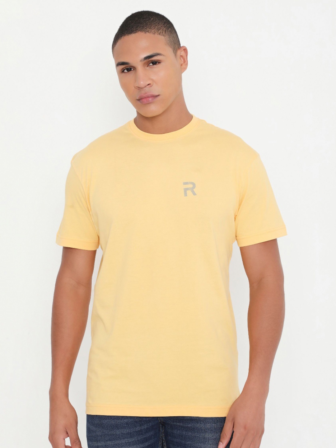 

Rivolta Men Solid Round Neck T-shirt, Yellow