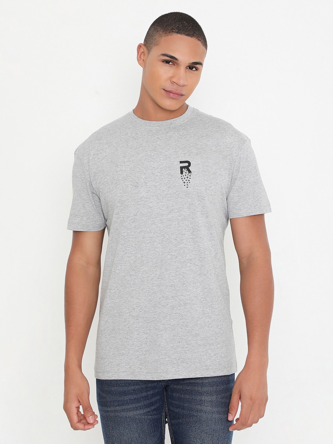 

Rivolta Men Solid Round Neck T-shirt, Grey