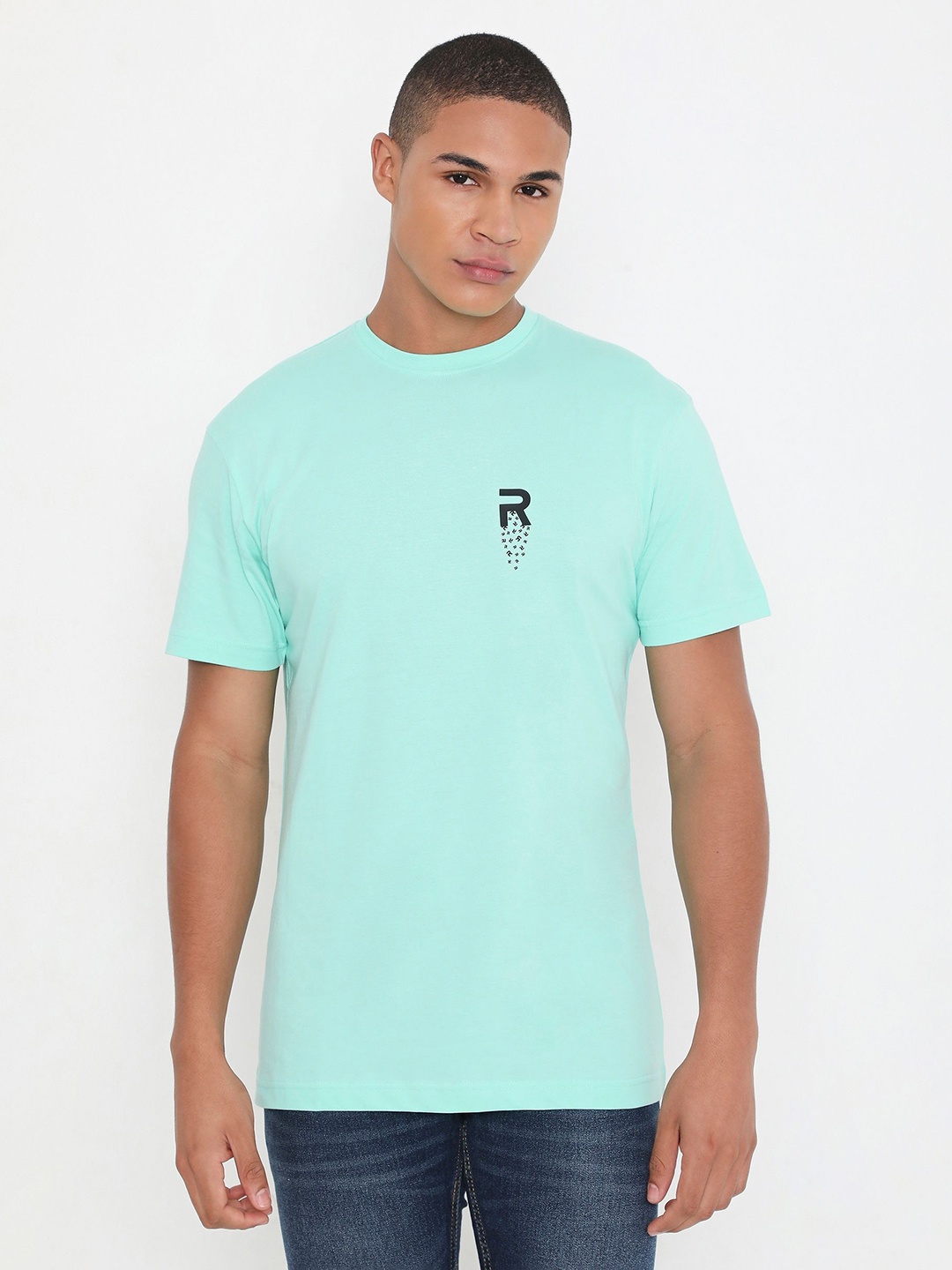 

Rivolta Men Solid Round Neck T-shirt, Turquoise blue