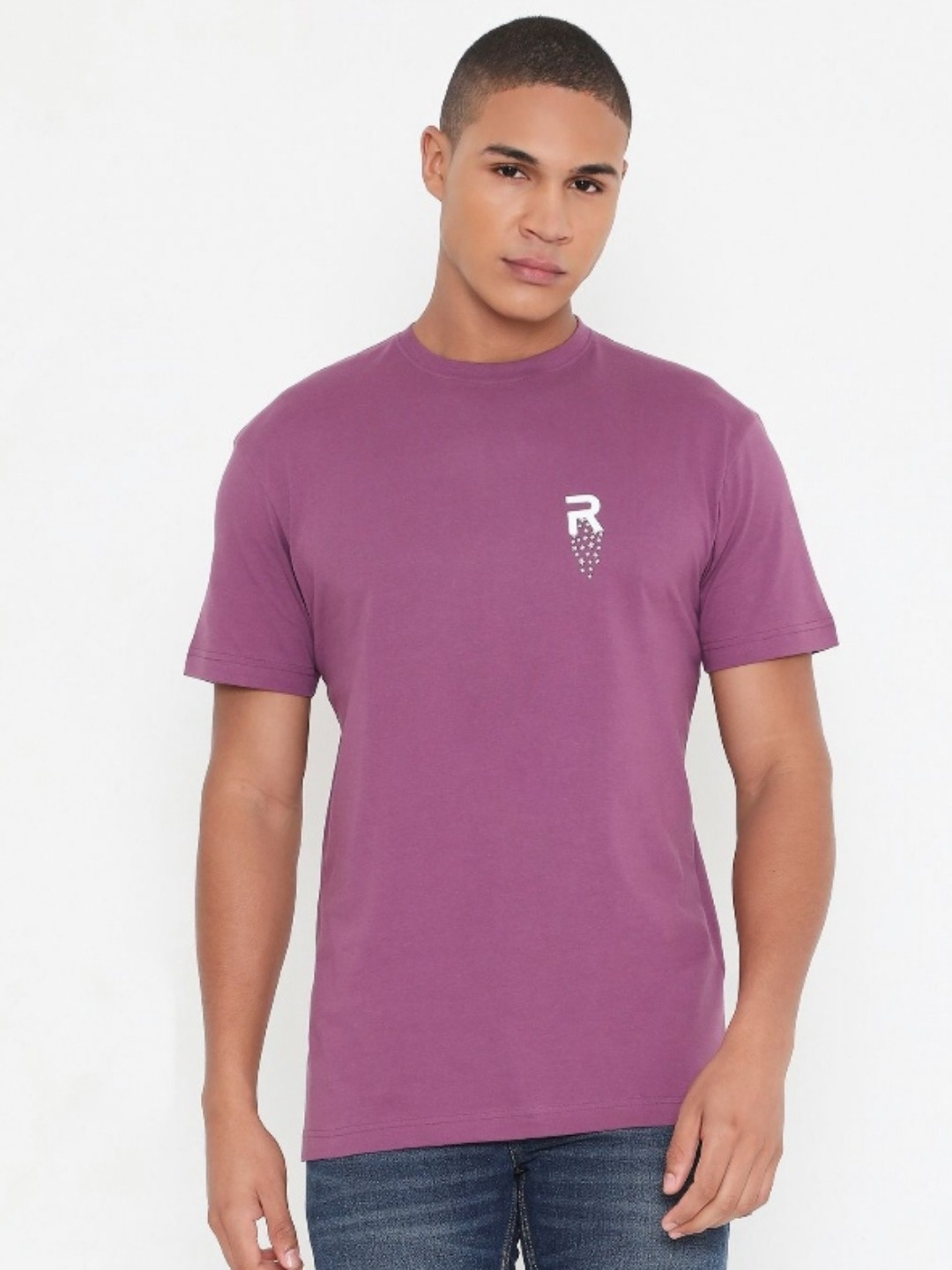 

Rivolta Men Solid Round Neck T-shirt, Purple