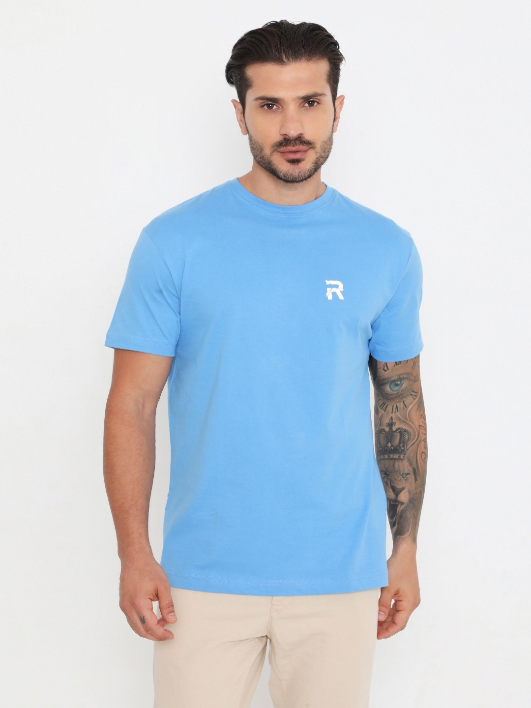 

Rivolta Men Solid Round Neck T-shirt, Blue