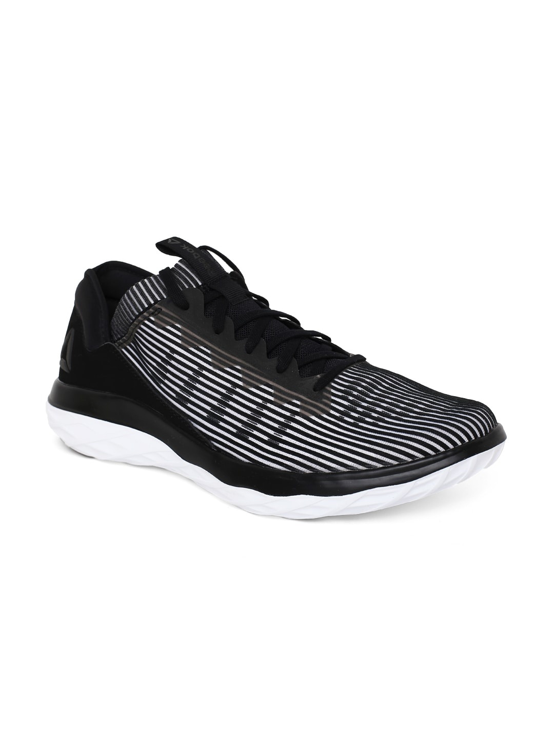 

Reebok Men Black & White Astroride Forever Striped Running Shoes