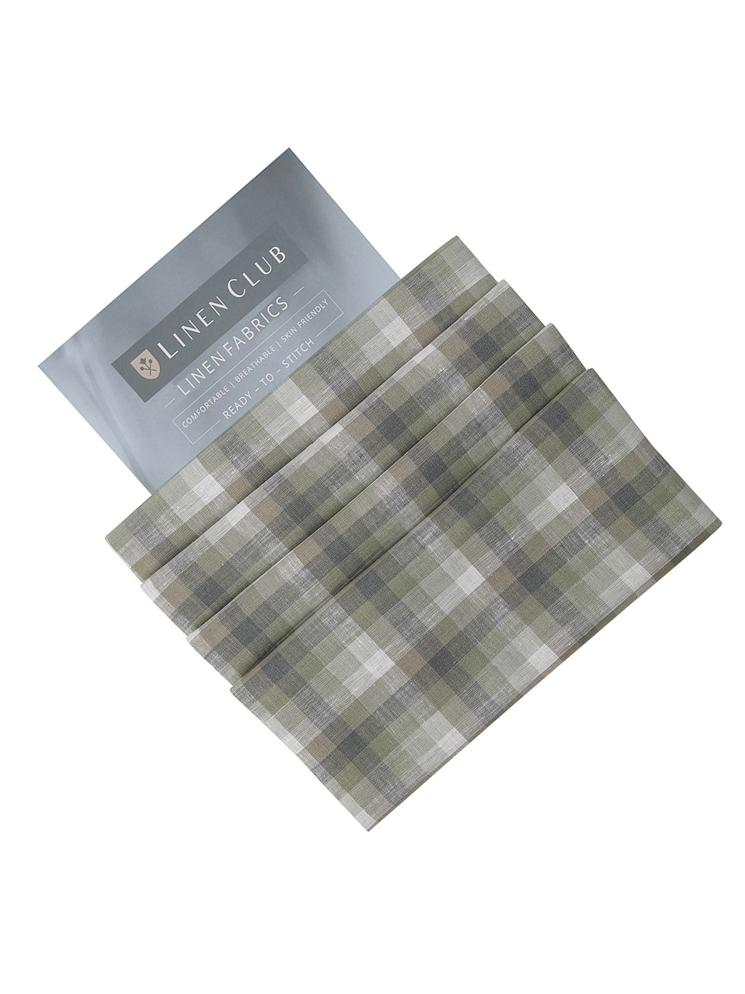

Linen Club Men Checked Shirt Clothing Fabric, Green