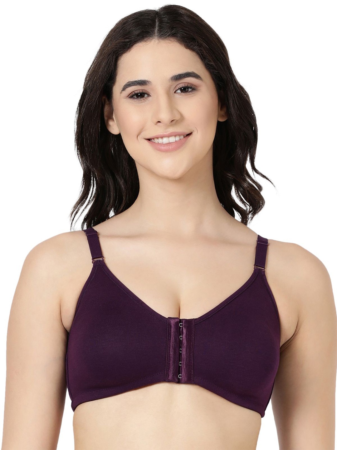 

BLOSSOM Women's High Support Seamless Full Coverage Front Open Everyday Bra, Purple