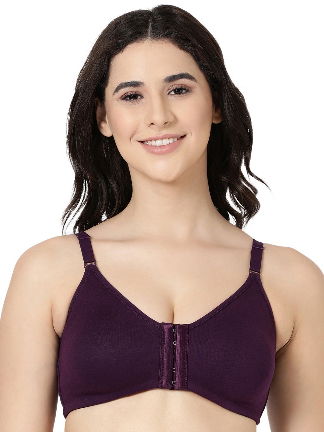 

BLOSSOM Women's High Support Seamless Full Coverage Front Open Everyday Bra, Purple