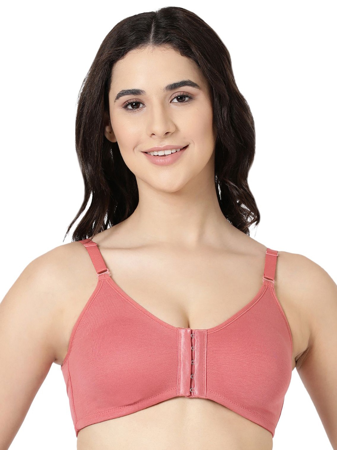 

BLOSSOM Women's High Support Seamless Full Coverage Front Open Everyday Bra, Peach