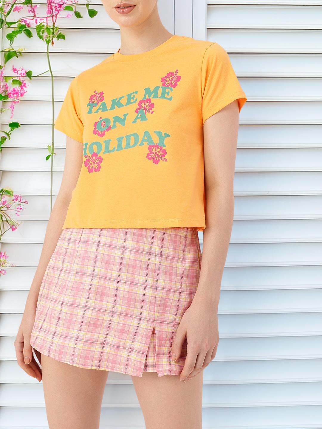 

DressBerry Holiday Vibe Typography Printed T-Shirt, Mustard