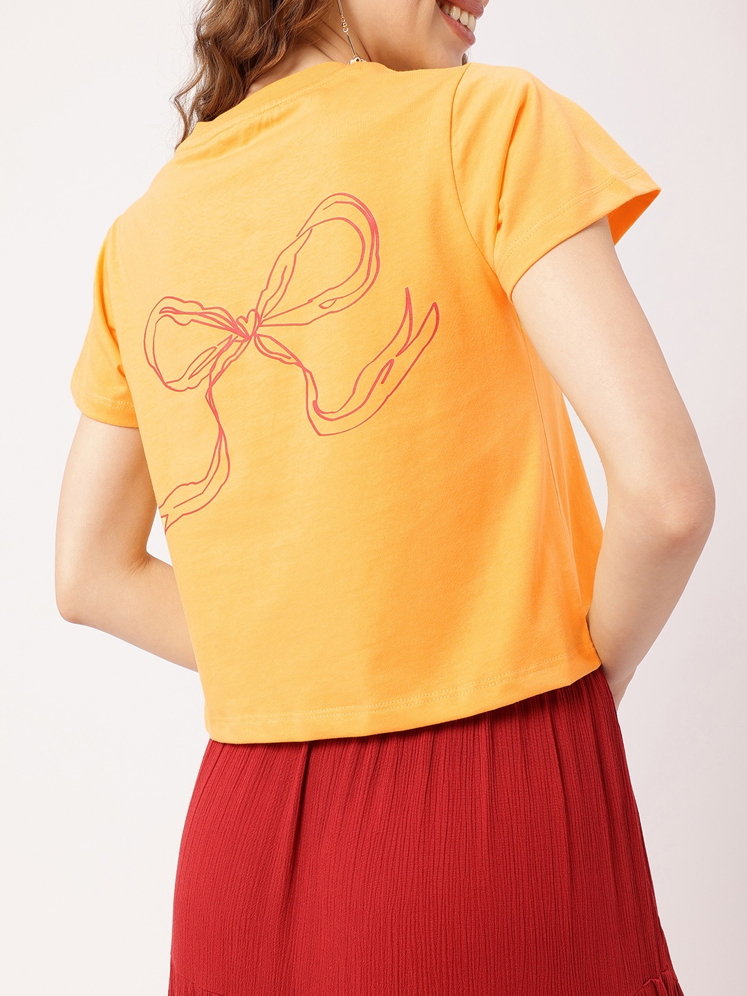 

Grunge Live To Enjoy Ribbon Dreams Printed T-shirt, Yellow